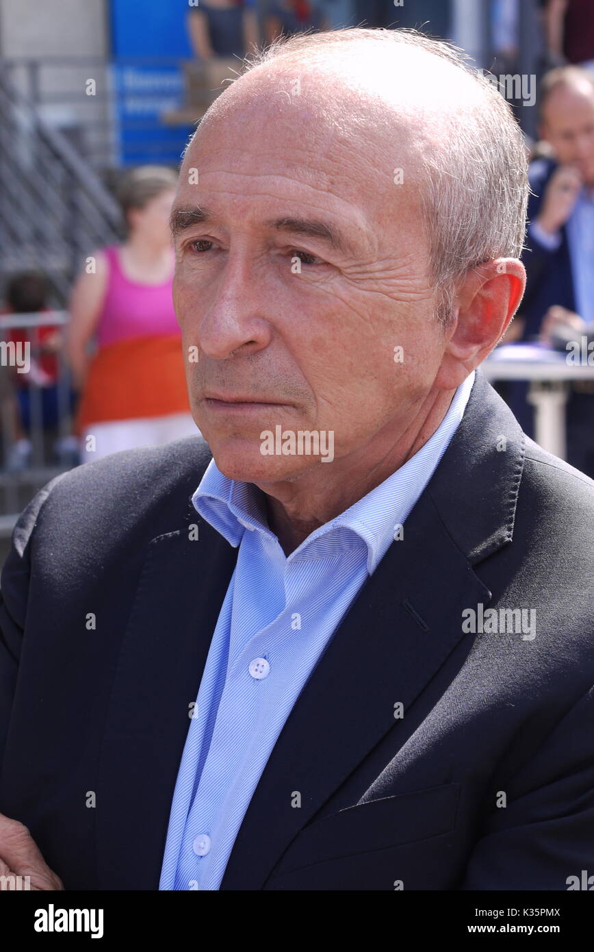 Porträts von Gerard Collomb, der Bürgermeister von Lyon, Frankreich Stockfoto