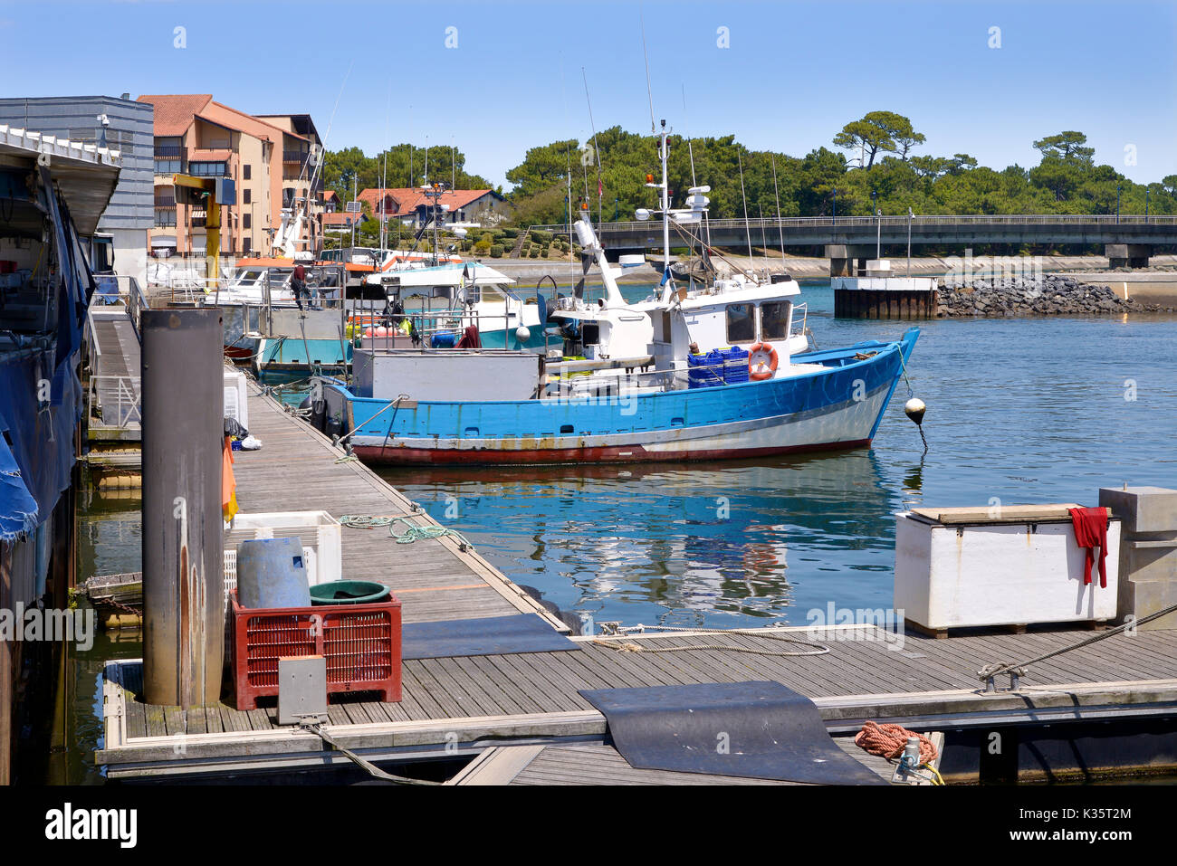 Hafen von Capbreton, eine Gemeinde im französischen Département Landes in Nouvelle-Aquitaine im Südwesten von Frankreich. Stockfoto