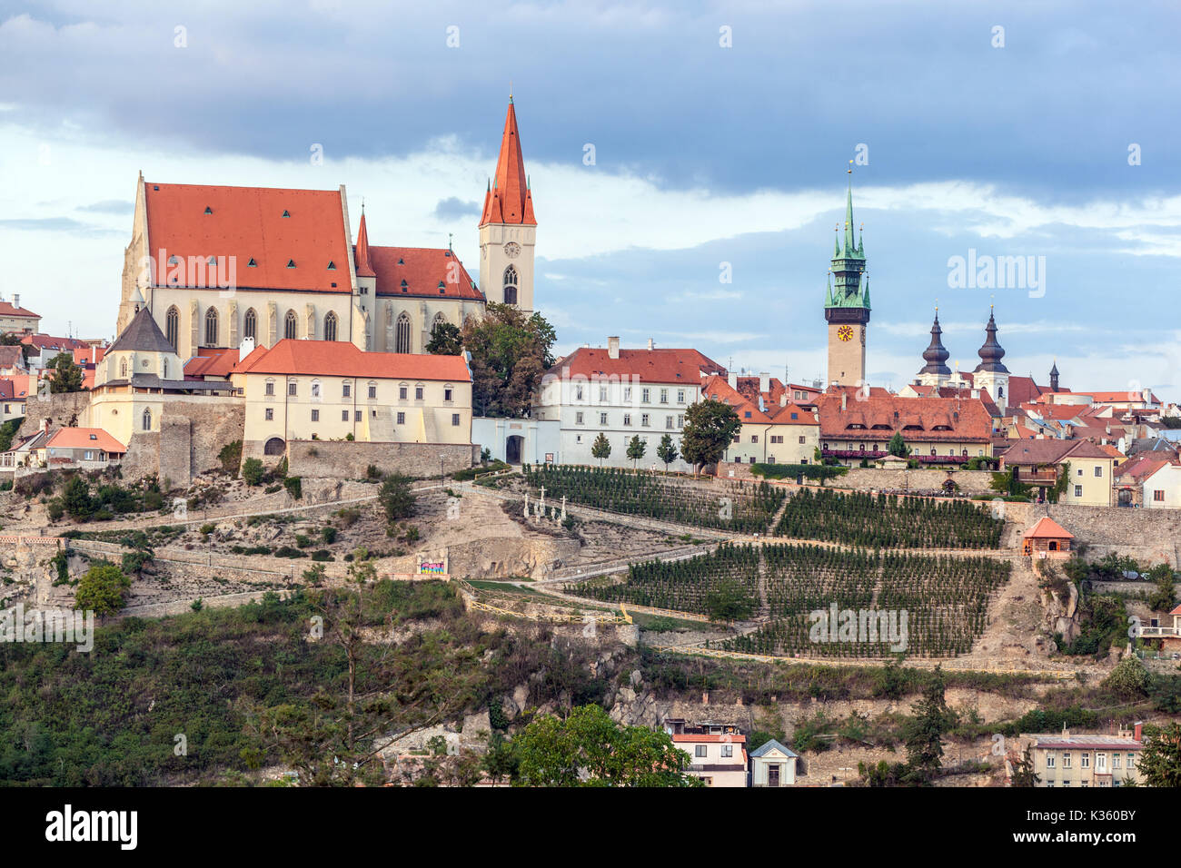 Znojmo, Tschechien, St. Nicholas Kirche und alte historische Stadt, Landschaft Stockfoto