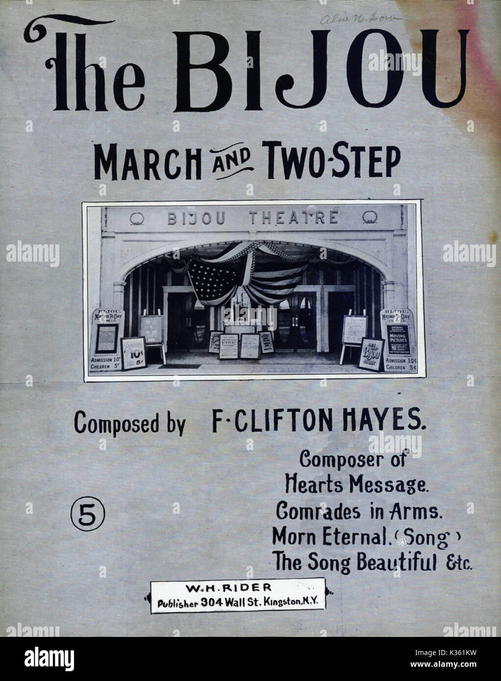 Die BIJOU MÄRZ UND ZWEI SCHRITT Aus F Clifton Hayes Bijou Theater Stockfoto