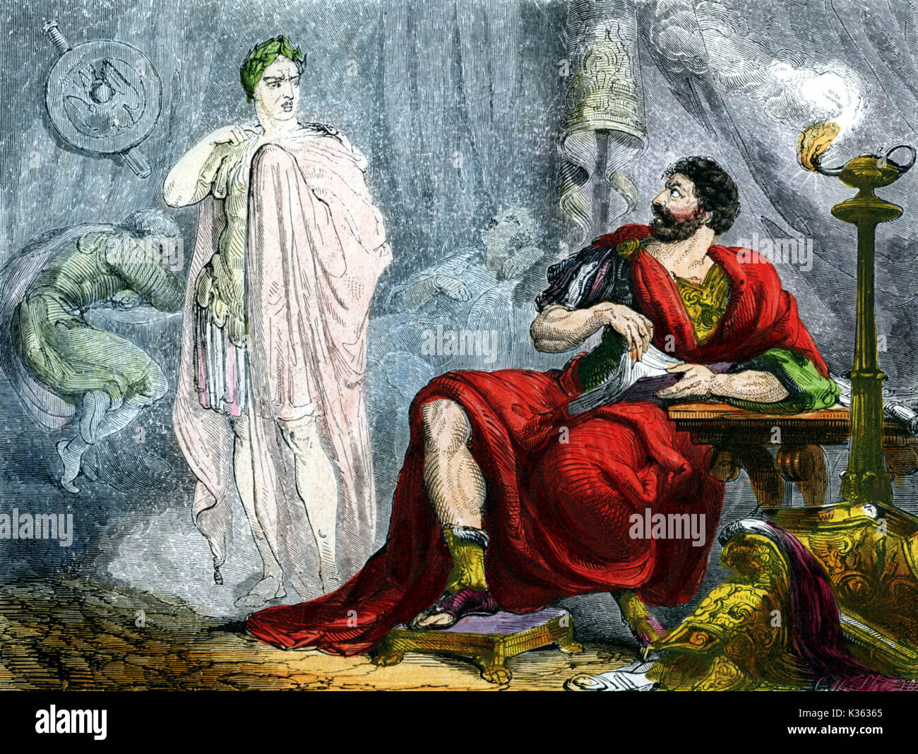 JULIUS CAESAR Brutus und der Geist von Caesar Szene 3 Stockfoto
