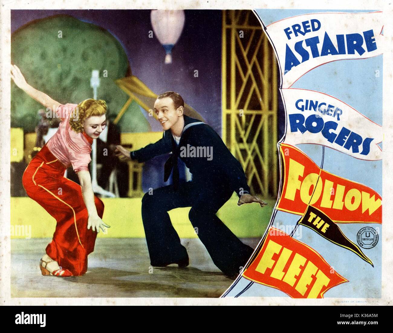 Befolgen Sie die flotte Ginger Rogers und Fred Astaire lobby Card von der Ronald Grant Archiv Datum: 1936 Stockfoto