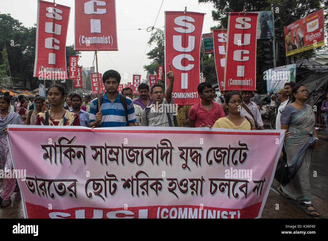 Kolkata, Indien. 01 Sep, 2017. Kolkata, Indien, 01. September 2017. Kommunistischen Partei Proteste gegen wachsenden Imperialismus in Indien. Credit: Sudip Maiti/Alamy leben Nachrichten Stockfoto