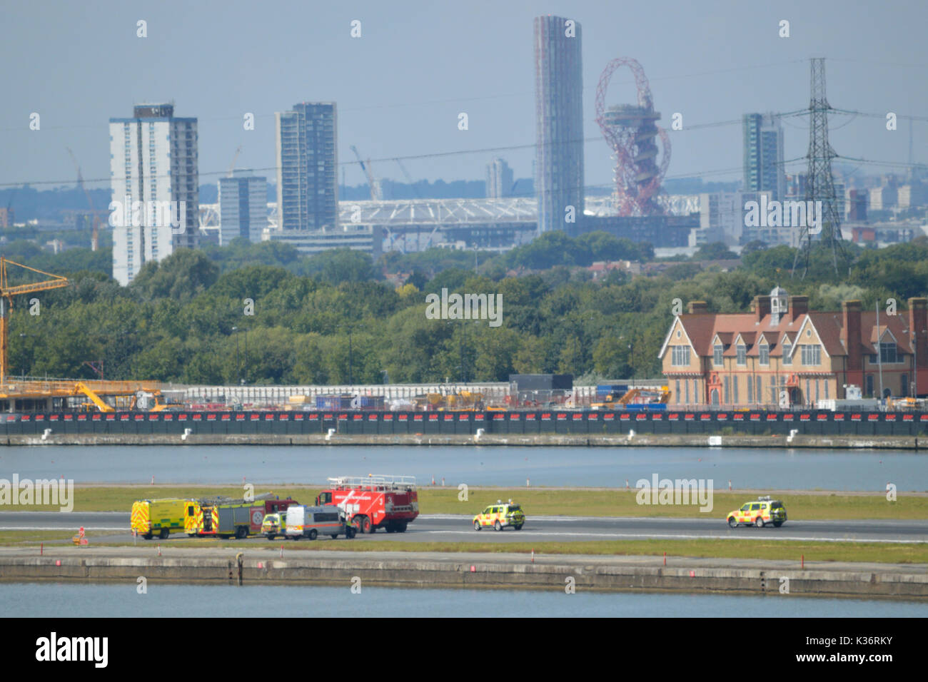 London, UK, 2. September 2017 Emergency Response Übung statt am London City Airport in den Docklands. Credit: Christy/Alamy Leben Nachrichten. Stockfoto