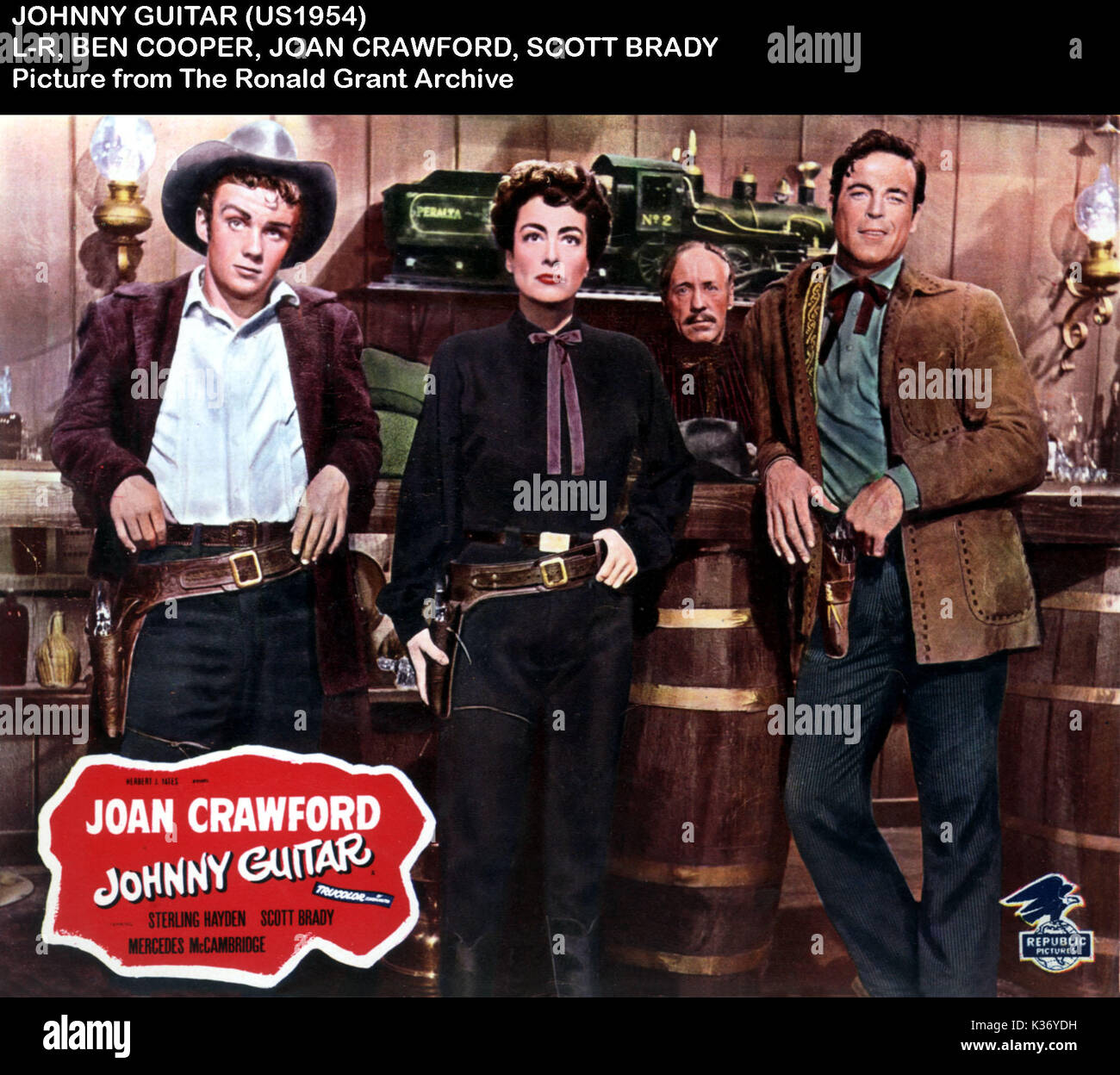 JOHNNY GUITAR L-R, BEN COOPER, JOAN CRAWFORD, Scott Brady Stockfoto