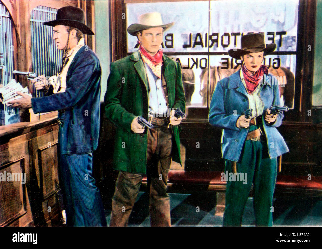 MONTANA BELLE FORREST TUCKER, Scott Brady, JANE RUSSEL Datum: 1952 Stockfoto