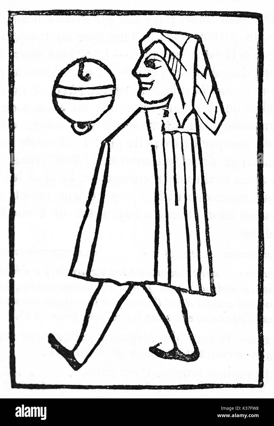 Alte Jack Playing Card realisiert in einer minimalen mittelalterliche Symbol Stil. Alte Illustration von unbekannter Autor auf Magasin Pittoresque Paris 1834 veröffentlicht. Stockfoto