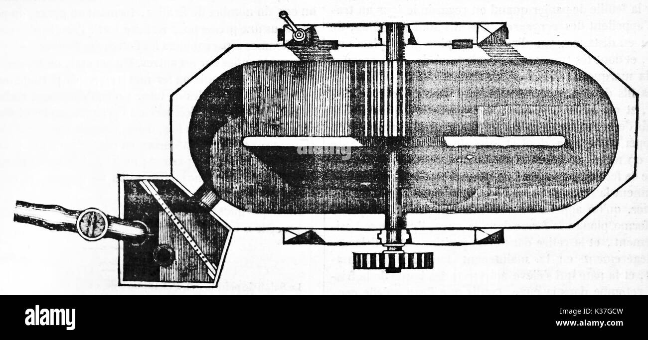 Maschinen zu alten Stoffen in Papier und Zellstoff. Alte Illustration von unbekannter Autor, auf Magasin Pittoresque, Paris, 1834 veröffentlicht. Stockfoto