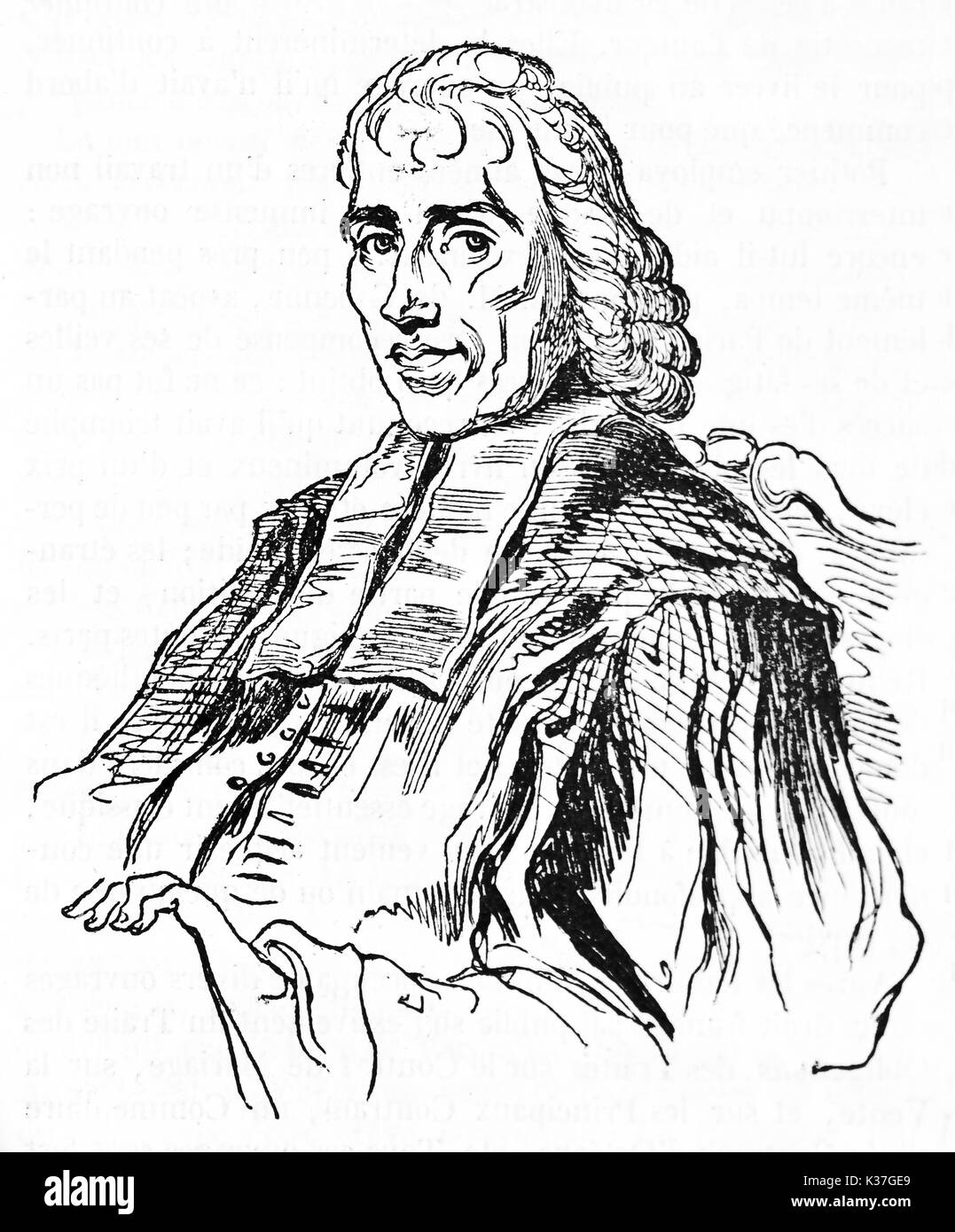Die Hälfte Körper Portrait von Robert Joseph Pothier (1699-1772), französischer Jurist. Alte Illustration von unbekannter Autor auf Magasin Pittoresque Paris 1834 veröffentlicht. Stockfoto