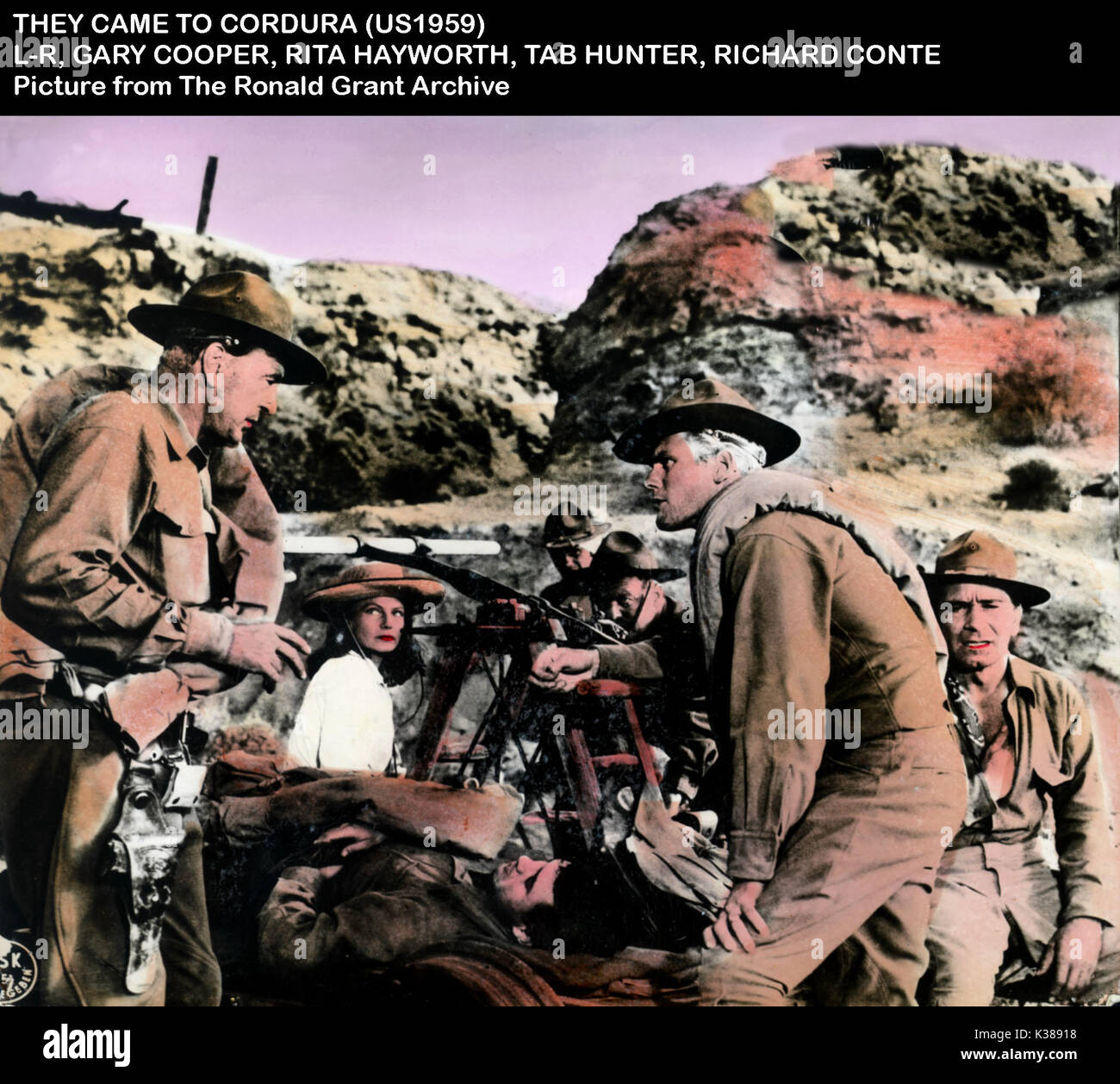 Sie kamen nach CORDURA L-R, Gary Cooper, Rita Hayworth, TAB HUNTER, RICHARD CONTE Stockfoto