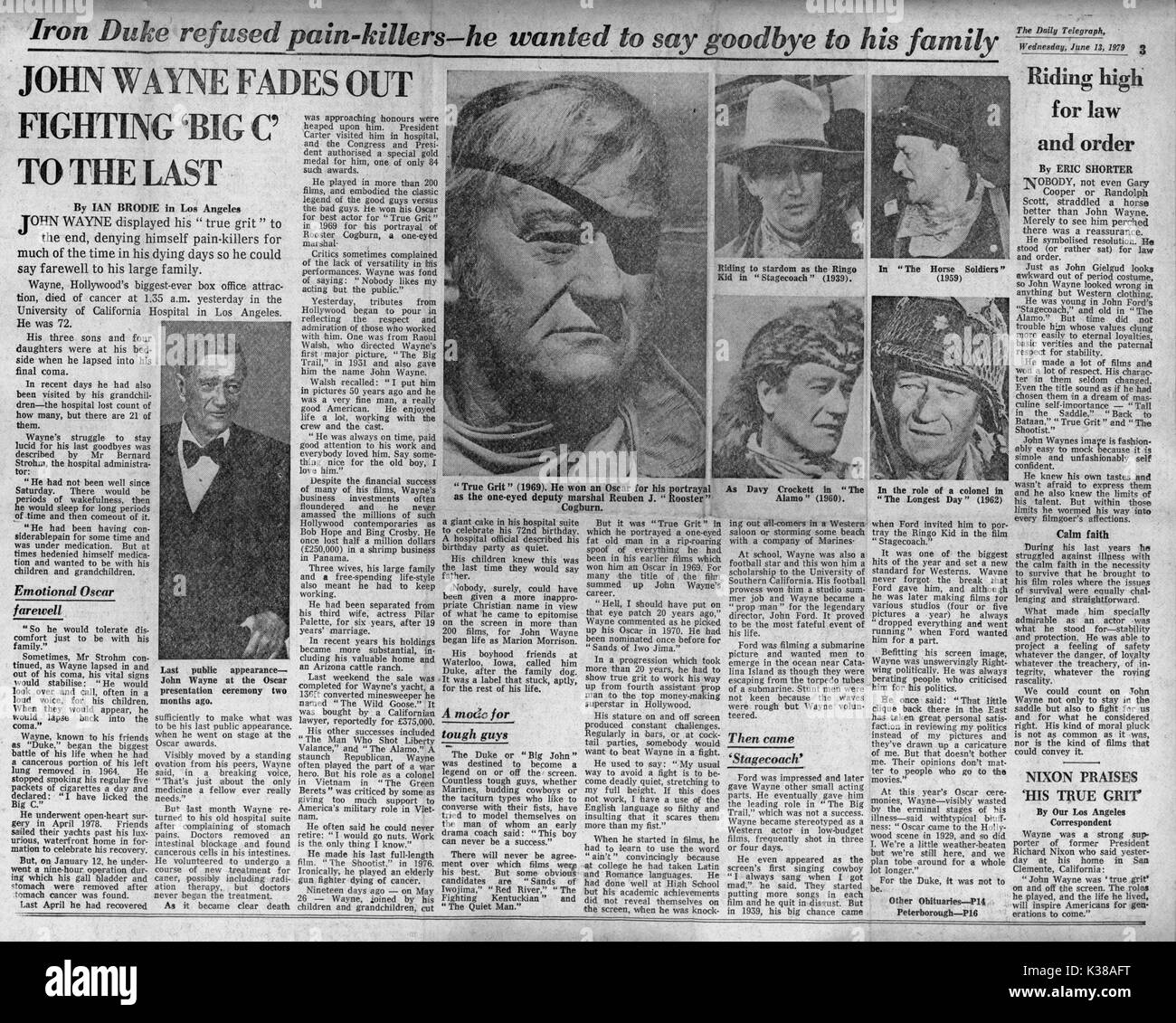 JOHN WAYNE NACHRUF Stockfoto