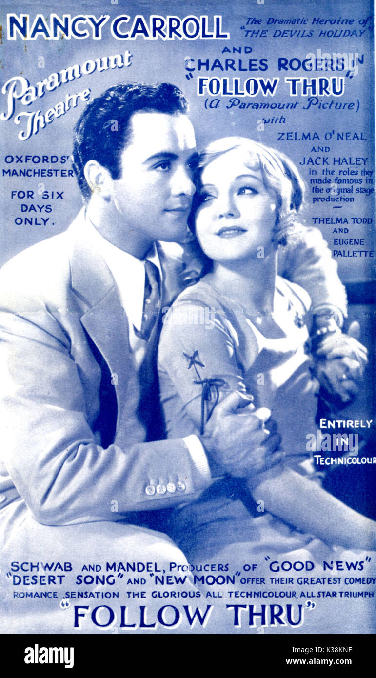 Folgen THRU mit Charles Buddy Rogers und Nancy Carroll Datum: 1930 Stockfoto