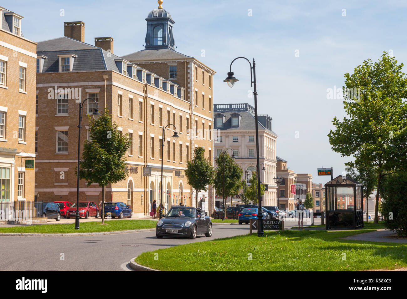 Poundbury, Dorchester, Dorset UK. Eine neue Stadtentwicklung auf Flächen, die vom Herzogtum Cornwall zur Verfügung gestellt Stockfoto