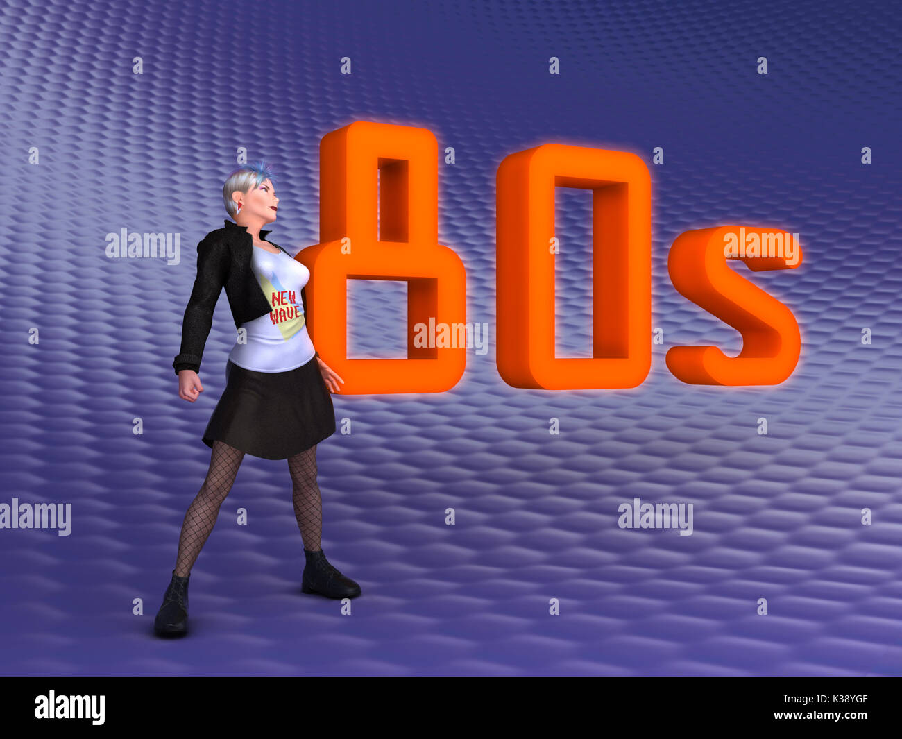 3d-Abbildung über die 1980er Jahre Stockfoto