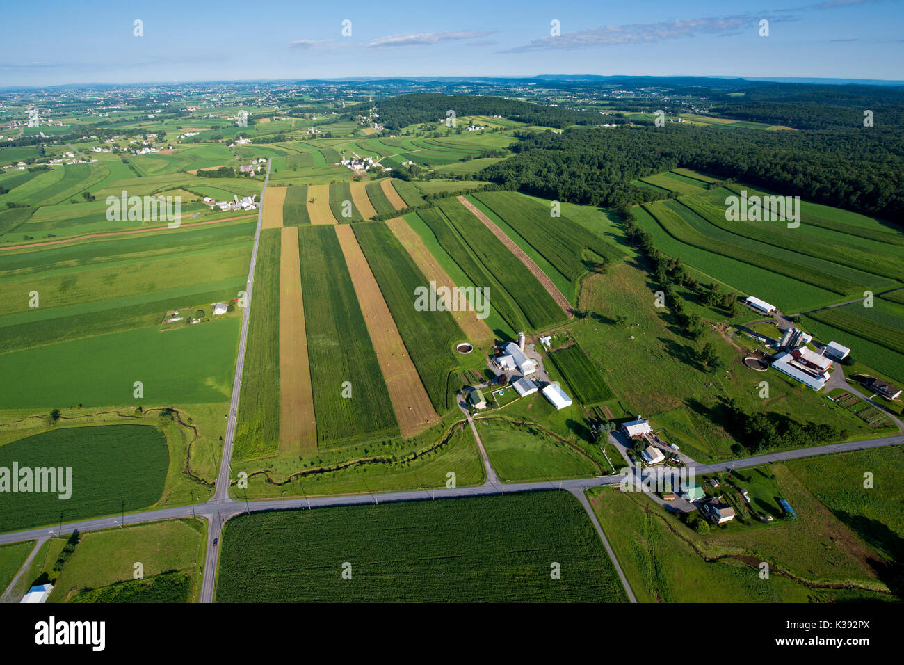 2016 ERHALTUNG FÜRSPRECHER PREISGEKRÖNTE FARM MIT KONTURIERTEN FELDER Zusammen hang, NARVON PENNSYLVANIA Stockfoto