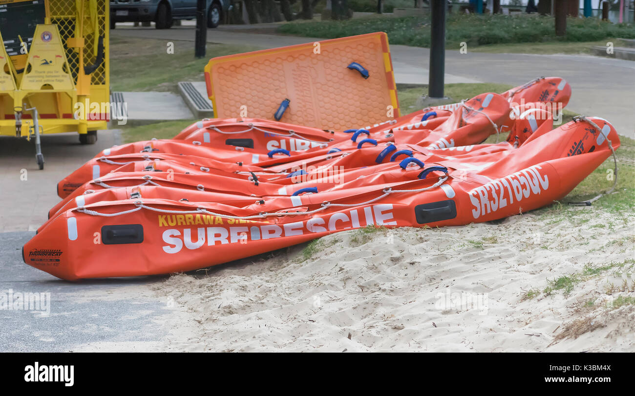 Deflationiert aufblasbare Boote Stockfoto