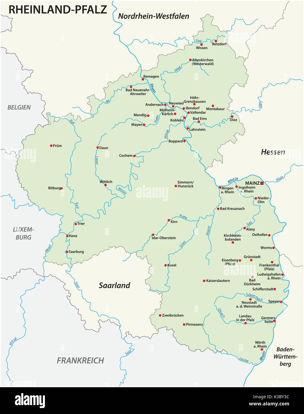 Rheinland Pfalz Karte Städte Und Flüsse - Dream-to-Meet