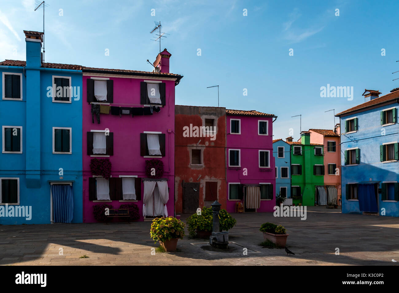 Bunte Häuser auf der Insel Burano in Venedig, Italien Stockfoto