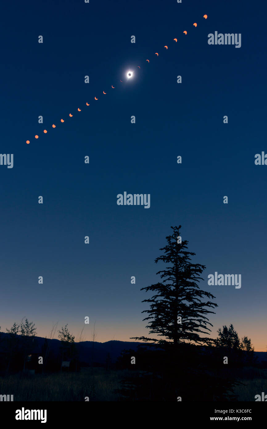 North American Totale Sonnenfinsternis 2017. Sequenz Composite Stockfoto