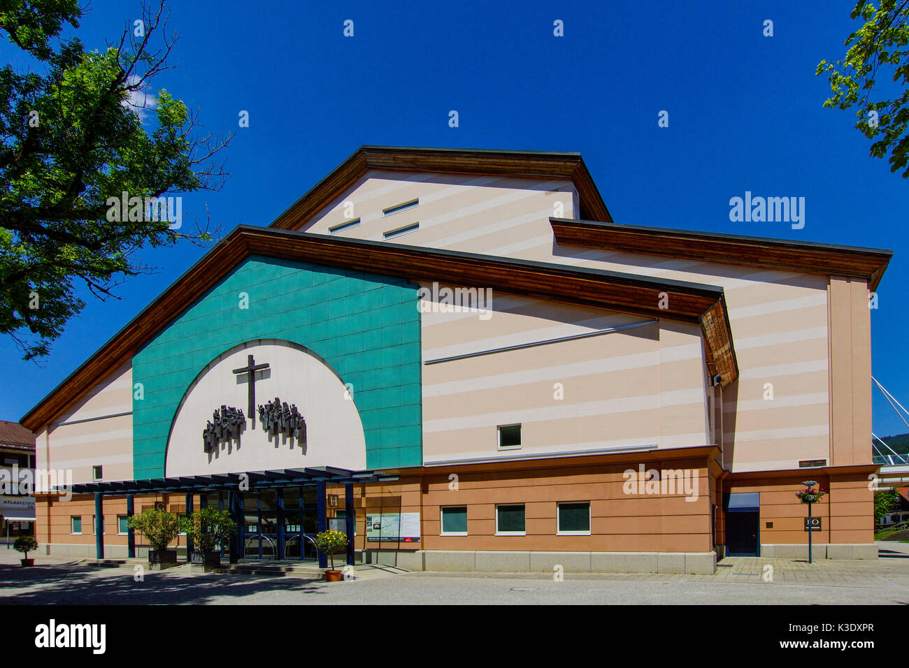 Deutschland, Bayern, Oberammergau Passion play house Stockfoto