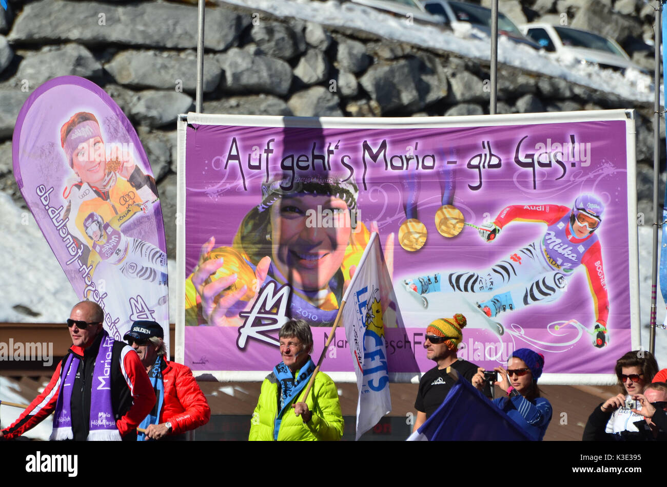 Skifahren, Skirennen, Ski-Weltcup, Fanverein, Stockfoto