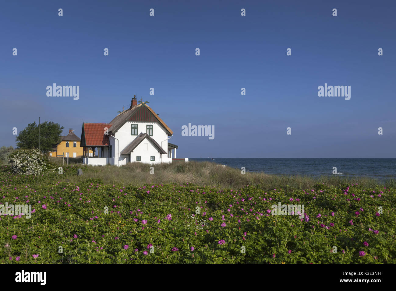 Graswarder Blaues Haus Am Strand Stockfotos Graswarder Blaues