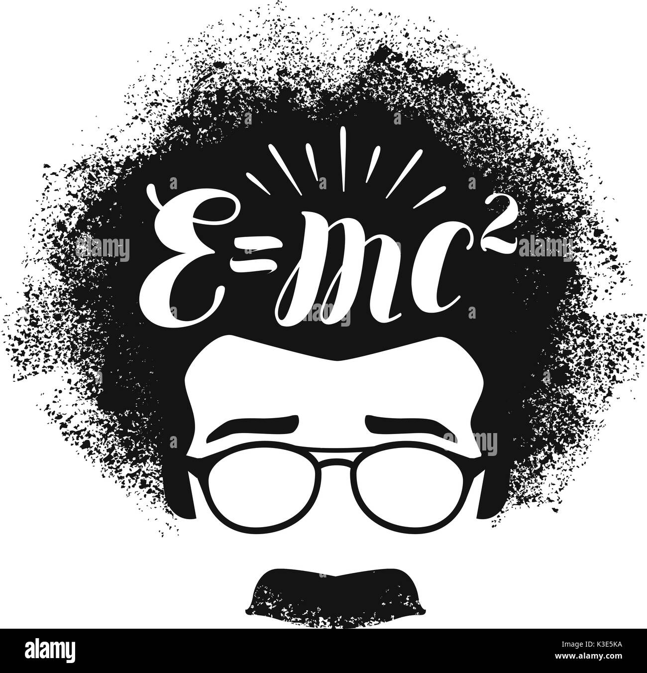 Portrait von Albert Einstein. Bildung, Wissenschaft, Schule Konzept. Schriftzug Vector Illustration Stock Vektor