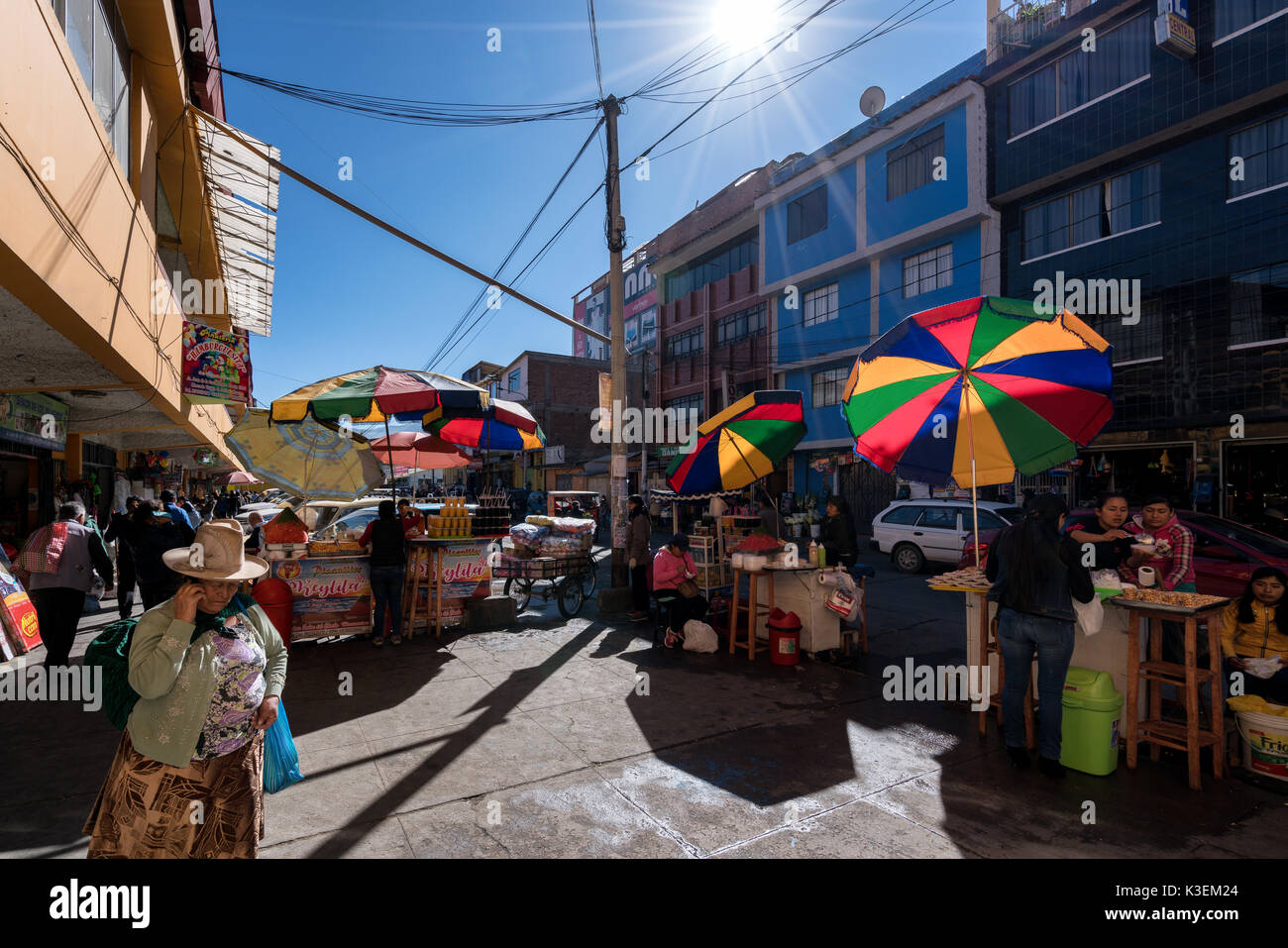 Straße verkaufen in Huaraz, Peru Stockfoto