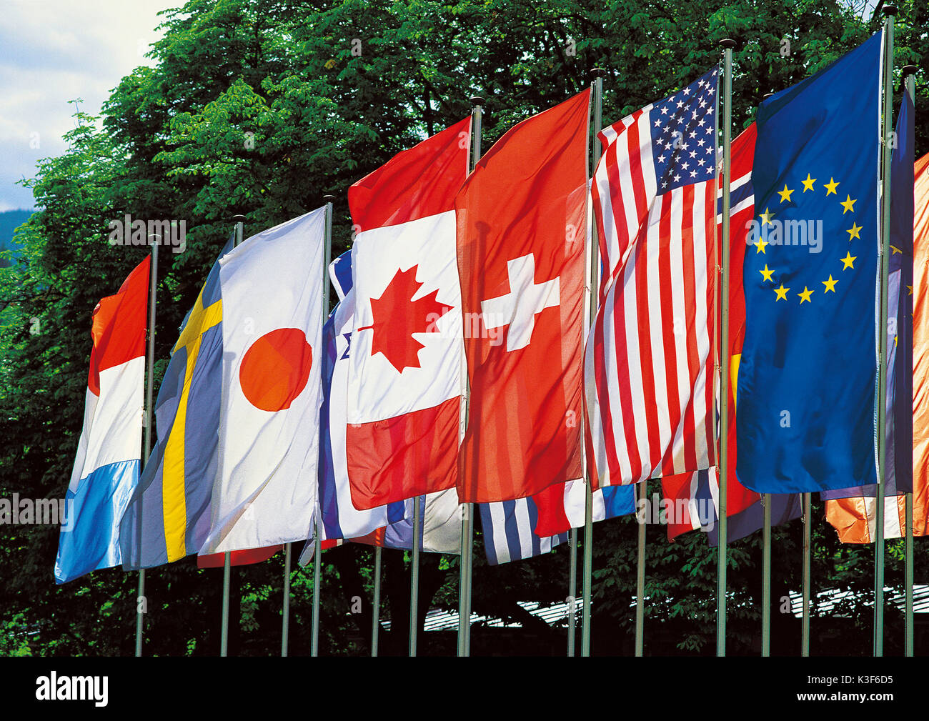 Internationale Flaggen Stockfoto