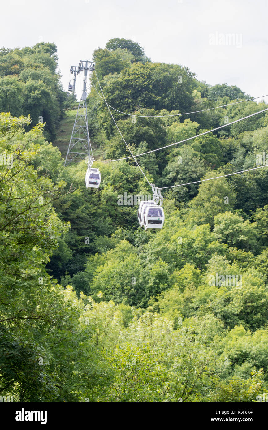 Gondeln auf den Höhen von Abraham Fahrt am Matlock Bath in Derbyshire UK Stockfoto