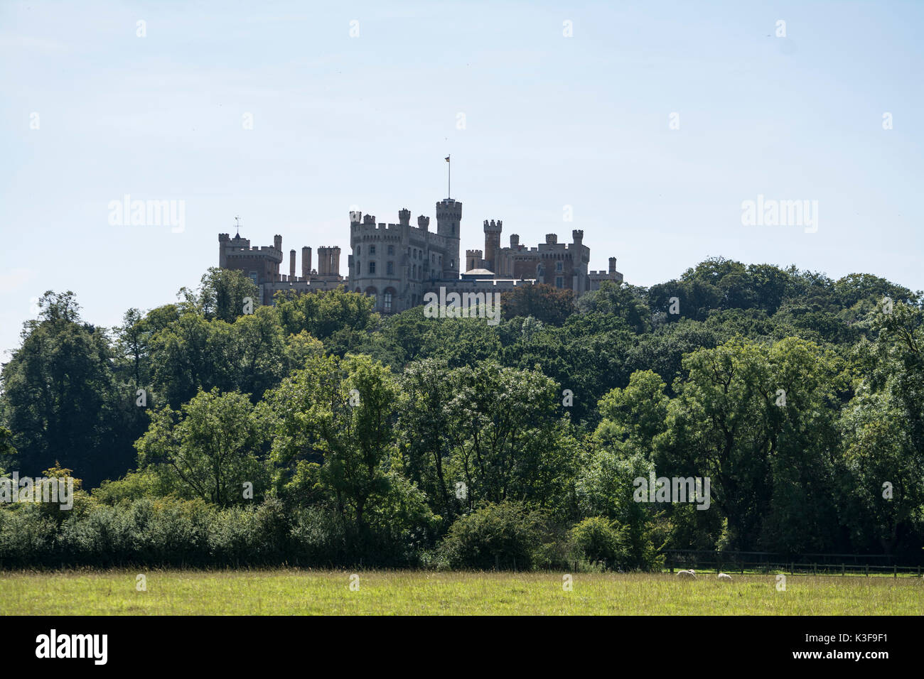 Blick auf Schloss Belvoir in Leicestershire, Großbritannien Stockfoto