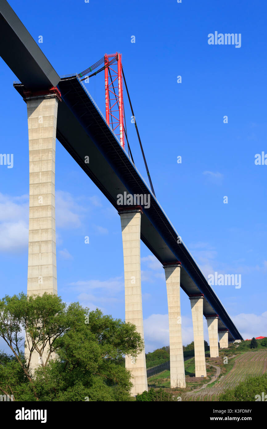 Hohe Moselbrücke, umstrittene flyover Brücke im Bau Stockfoto