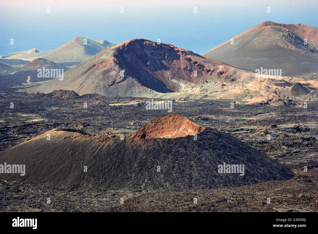 Feuer in den Bergen, Lanzarote Stockfoto