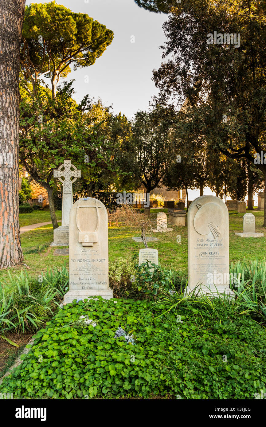 Grab von John Keats, cemeterio acattolico, Testaccio, Rom, Latium, Italien Stockfoto