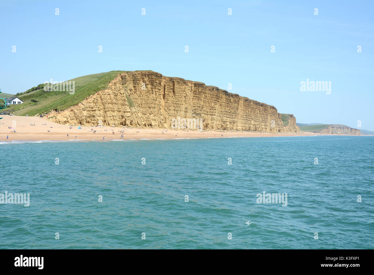 West Bay, auch als Bridport Hafen bekannt ist, ist ein Ferienort an der englischen Kanalküste in Dorset, Großbritannien. Stockfoto