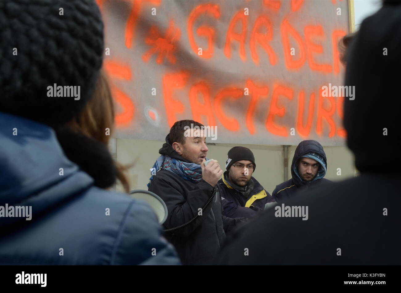 Olivier Besancenot unterstützt Streik der Briefträger in Lyon, Frankreich Stockfoto