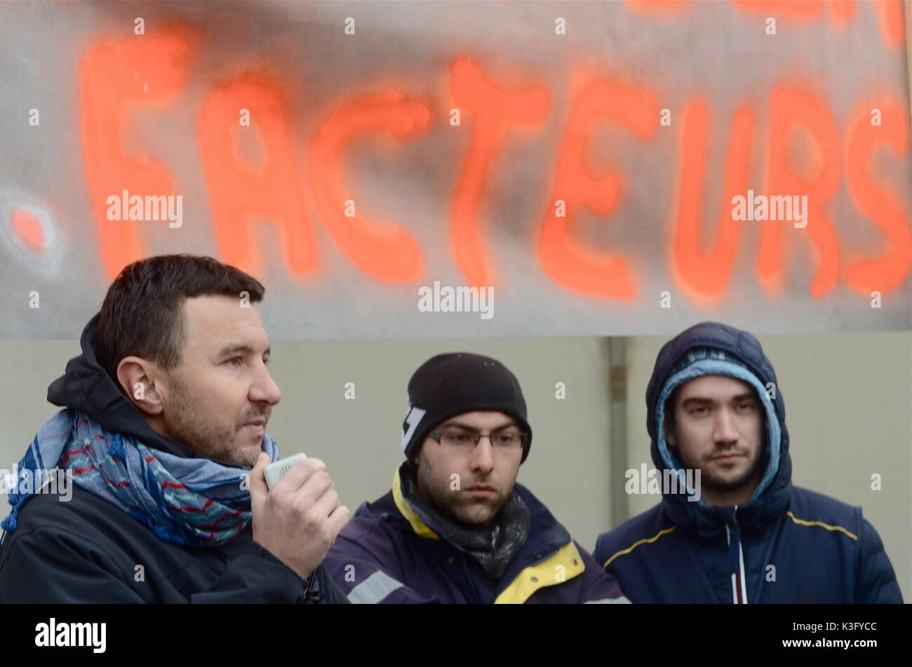Olivier Besancenot unterstützt Streik der Briefträger in Lyon, Frankreich Stockfoto