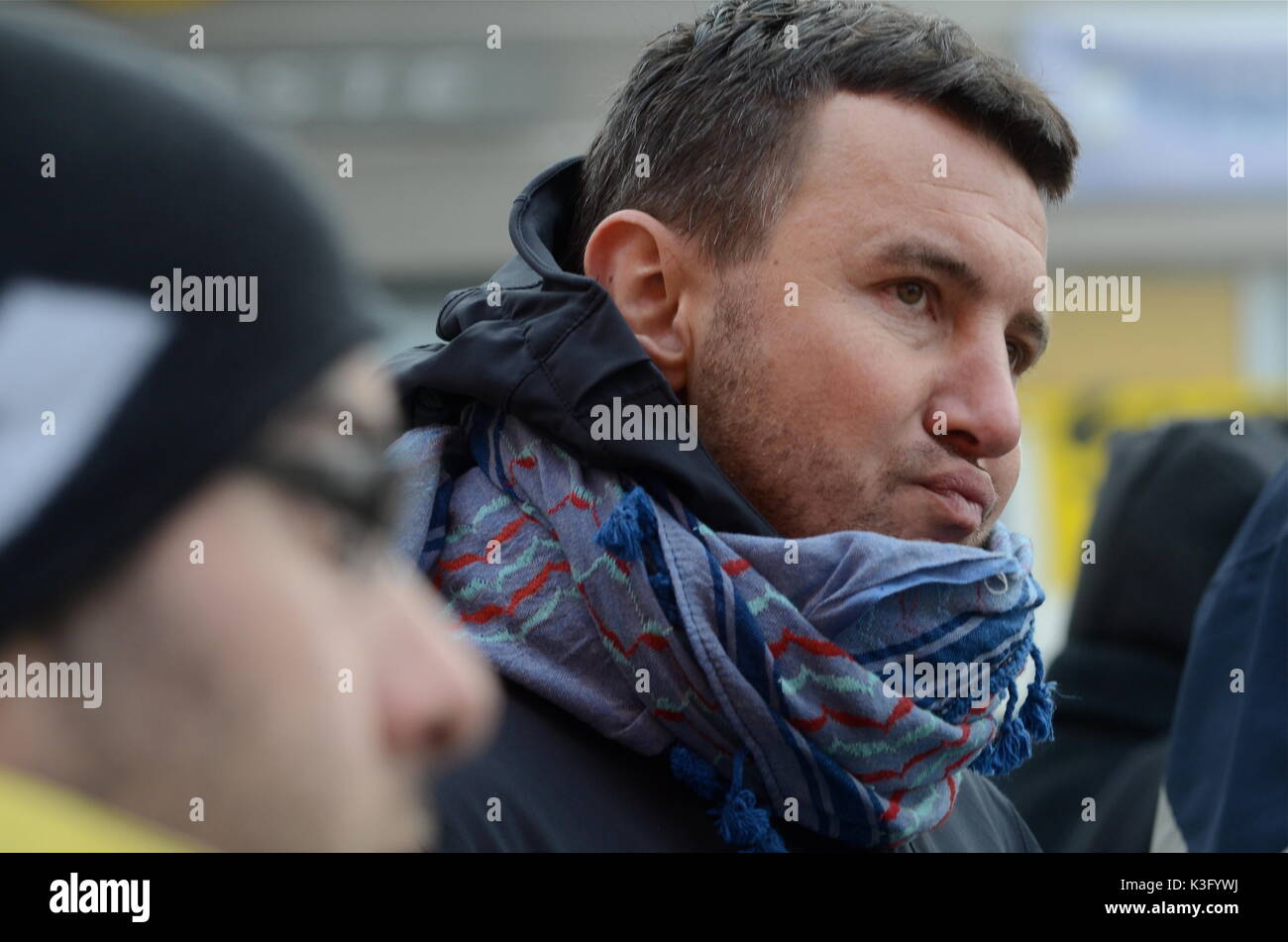 Olivier Besancenot unterstützt Streik der Briefträger in Lyon, Frankreich Stockfoto