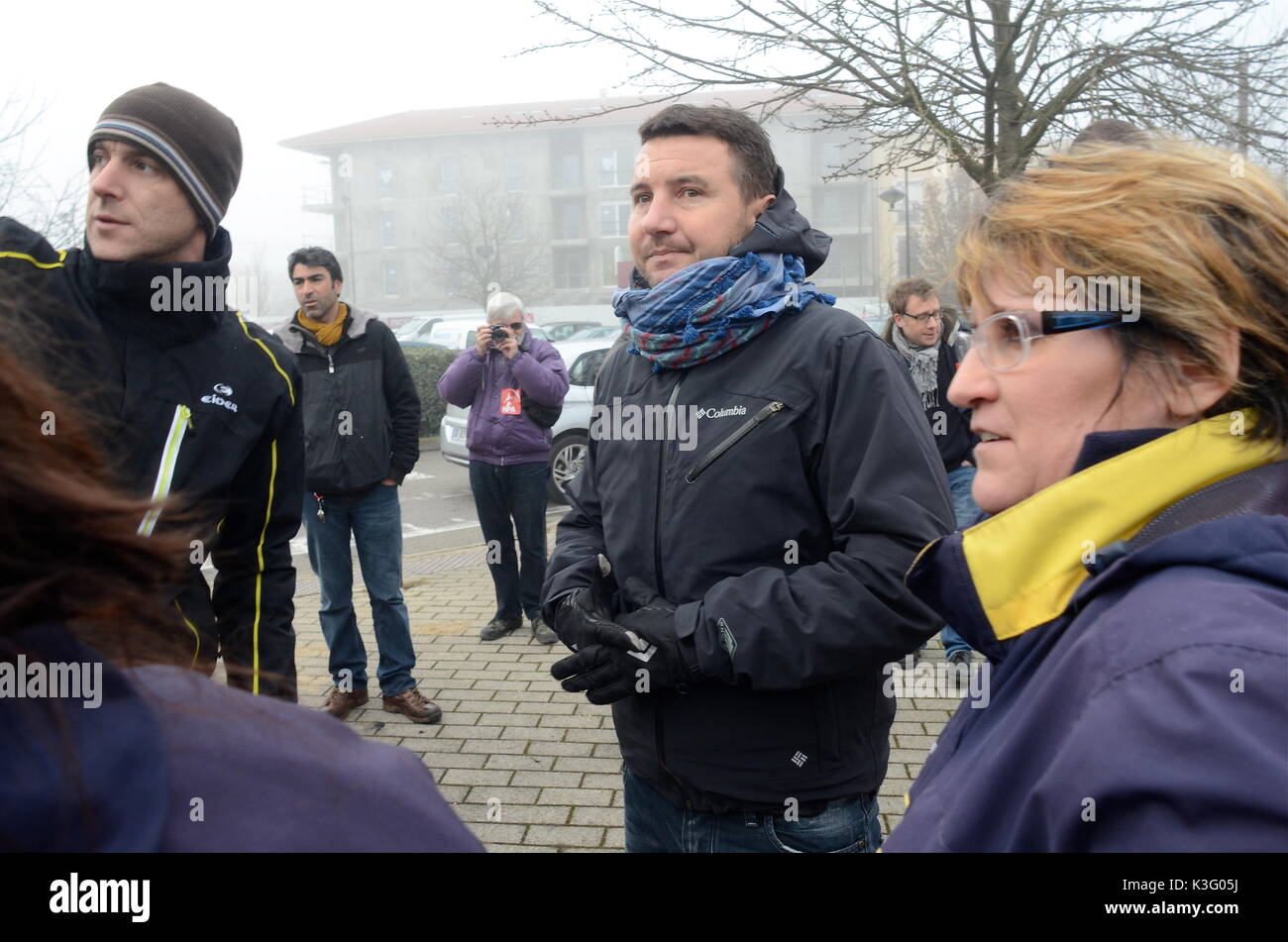 Olivier Besancenot unterstützt Streik der Briefträger in Lyon, Frankreich Stockfoto