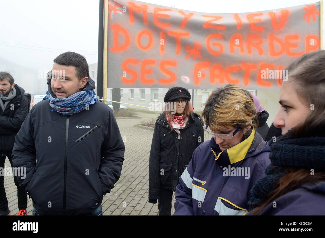 Olivier Besancenot unterstützt Streik der Briefträger in Lyon, Frankreich Stockfoto