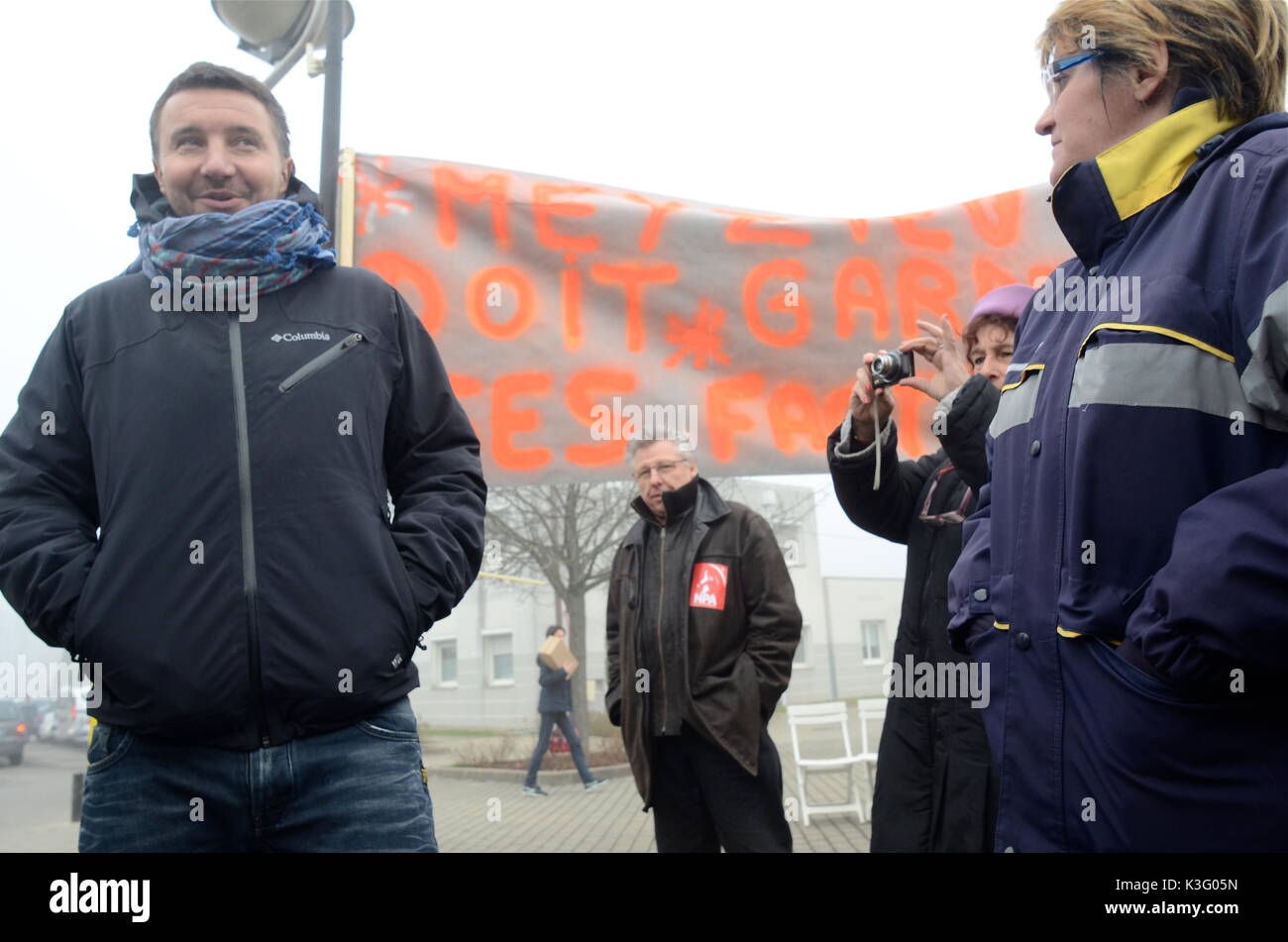 Olivier Besancenot unterstützt Streik der Briefträger in Lyon, Frankreich Stockfoto