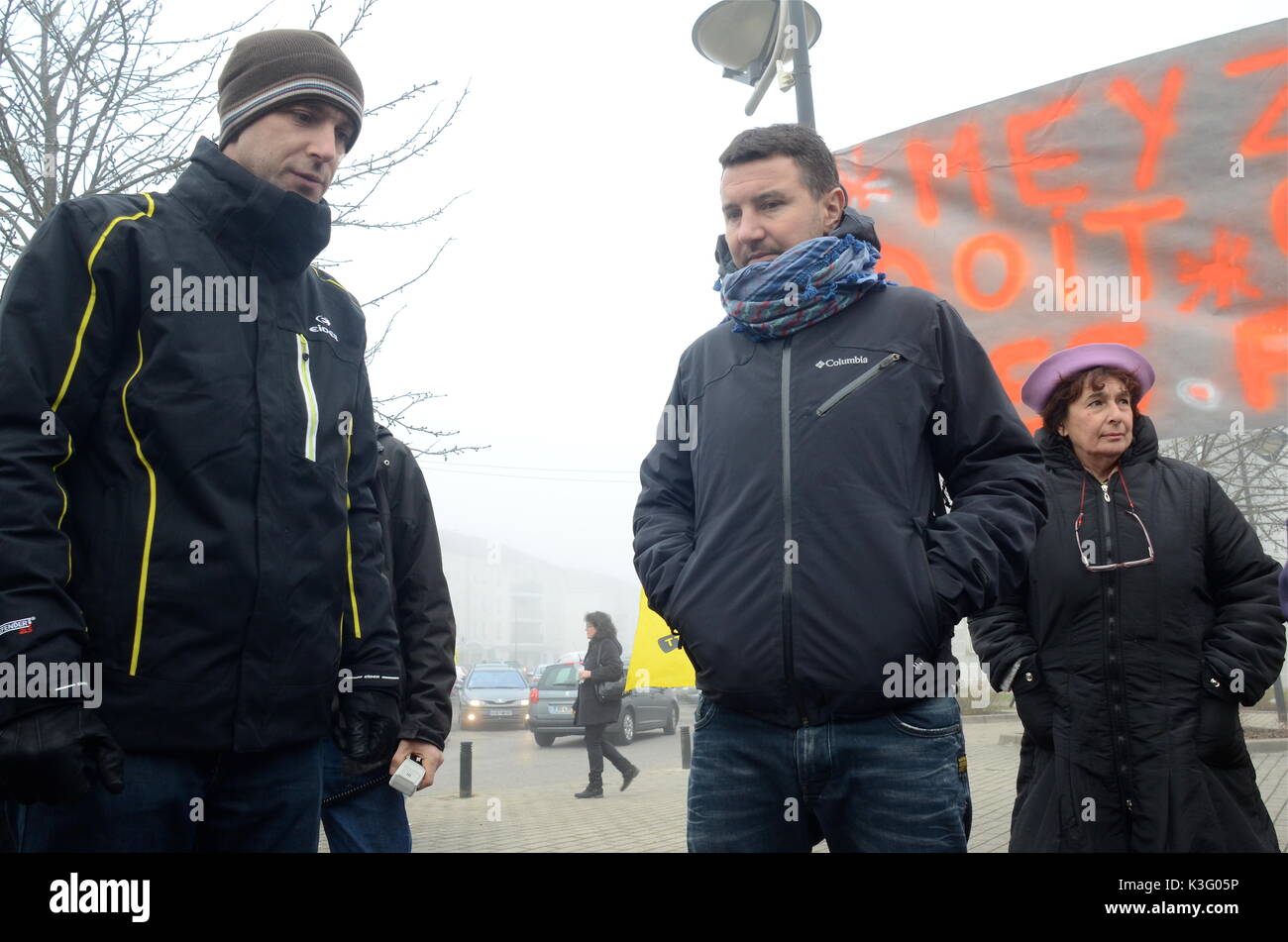 Olivier Besancenot unterstützt Streik der Briefträger in Lyon, Frankreich Stockfoto