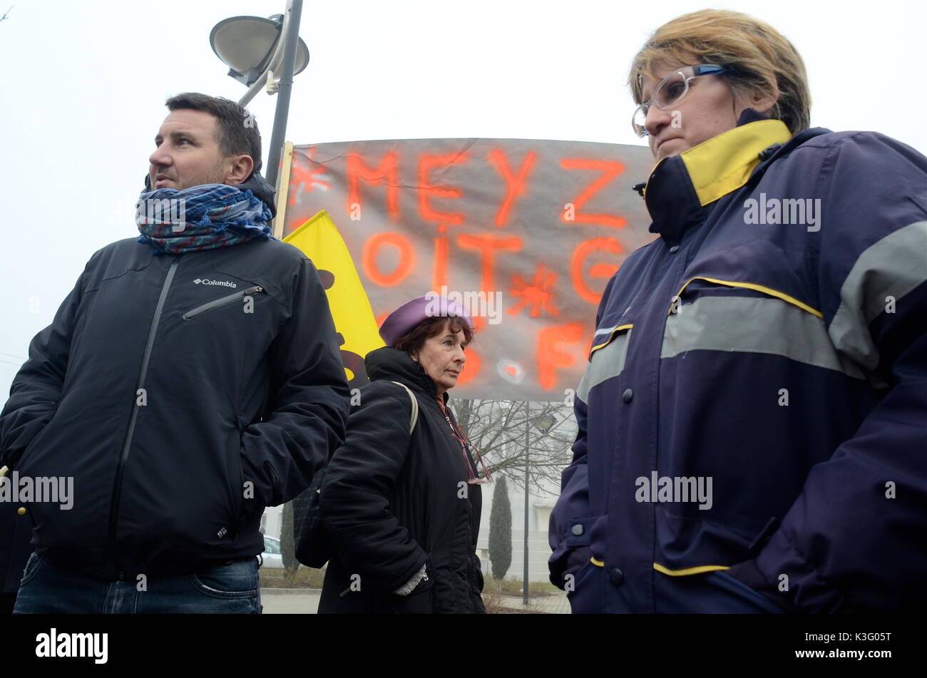 Olivier Besancenot unterstützt Streik der Briefträger in Lyon, Frankreich Stockfoto