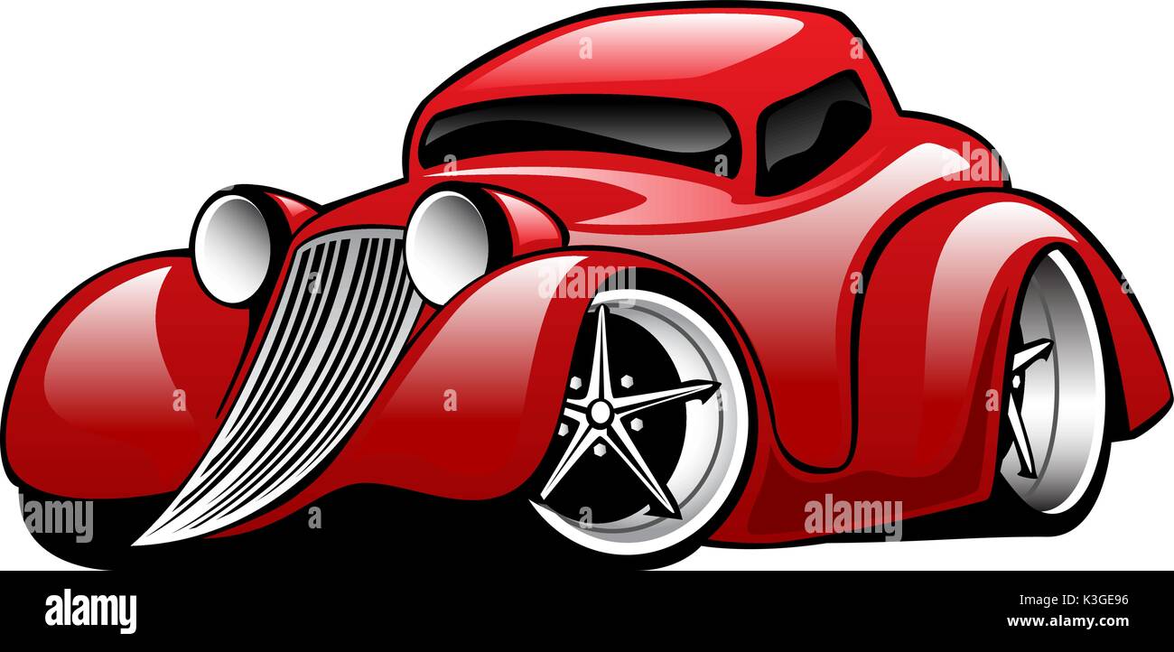 Classic Muscle Car Hot Rod Cartoon Illustration Stock Vektor