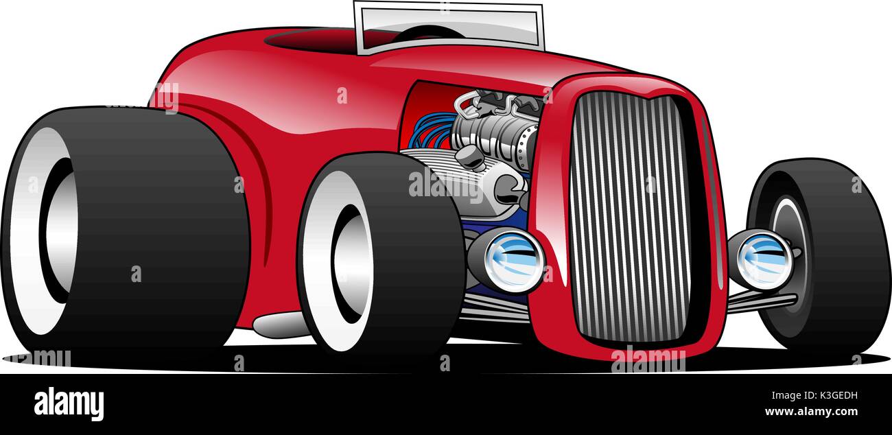 Classic Muscle Car Hot Rod Cartoon Illustration Stock Vektor