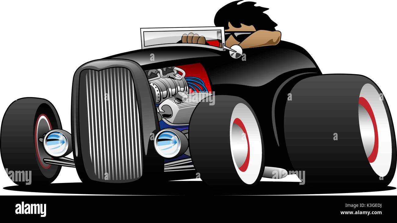 Classic Muscle Car Hot Rod Cartoon Illustration Stock Vektor
