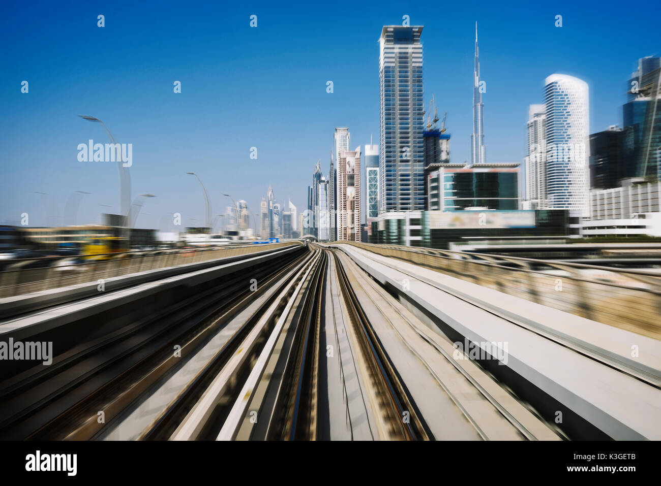 Blick auf die U-Bahn Linie in duba. Stockfoto