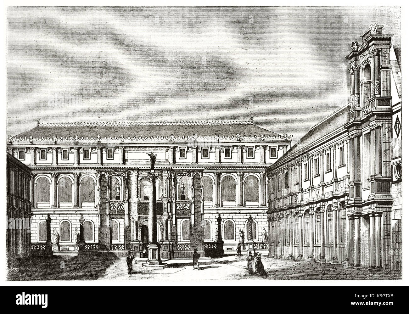 Alte Ansicht der Ecole des Beaux-Arts, Paris. Von Andrew, Beste und Leloir, auf Magasin Pittoresque, Paris, 1838 veröffentlicht erstellt Stockfoto
