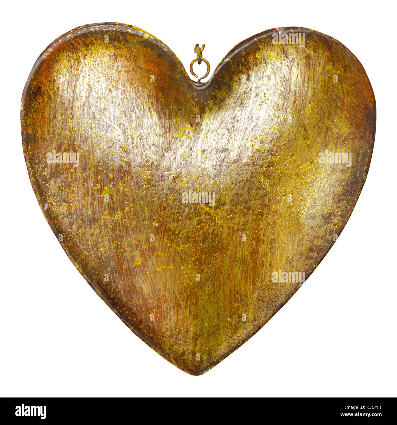 Herz aus Metall isoliert auf weißem Hintergrund Stockfoto