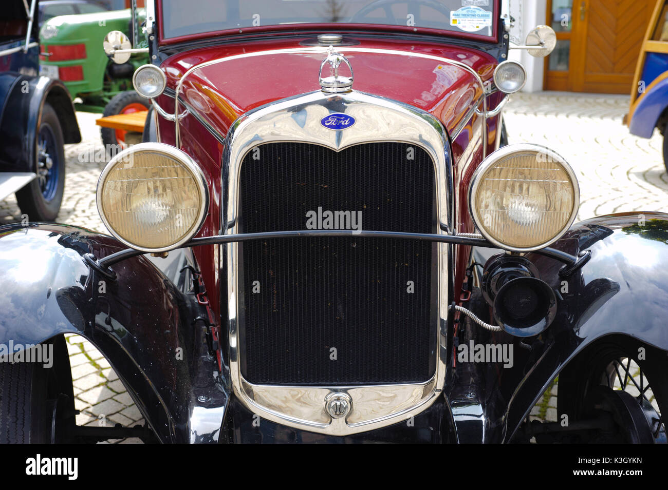 Oldtimer Rallye 'Herkomer Konkurrenz" in Landsberg Lech für mindestens 80 Jahre alten Autos, hier in der Nähe Ford A, Baujahr 1930 Stockfoto